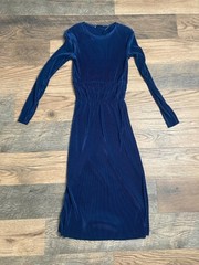 Zara Deep Blue pleated dress with wide waistband Size XS Length: 45 inches