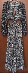 Abercrombie & Fitch Puffed Long Sleeve “O” Ring Cutout Maxi PrintDress L ,NWOT