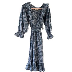 Mille Resort & Travel June Ruffle Midi Dress in Blue Pansy size xSmall $298