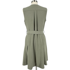 DKNY Sleeveless Button Front Belted Dress Pockets Olive Green Women&rsquo;s 12 Utility