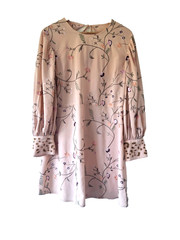 Topshop Stunning Pink Floral Embroidered Aline Dress Uk 16 Sequins Open Back Nwt