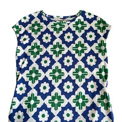 Boden Leah Green and Blue Geometric Pattern Jersey T-Shirt Dress Women’s Size 6