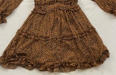 women&rsquo;s deep v neck ruffle animal print mini dress size small cutout back