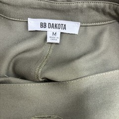 BB Dakota Belted Maxi Shirt Dress Womens Medium Green Military Pockets Utility