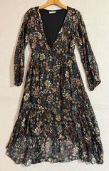 Woman’s Floral Long Sleeve Dress Elena Baldi Made In Italy Size S, Vicose/Silk