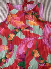 Chico’s Sleeveless Pink Bow Floral Pattern Midi Dress Sz: 1/M Boho Coastal Flowy