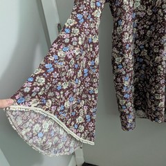 Poema Vibrant Patterned Cottage Core Bohemian Dress Medium Floral Fairy Whimsy