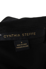 Cynthia Steffe Womens Cotton Collar Short Sleeve Pockets Dress Black Size 8