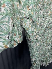 FARM Rio Mini Toucans One Shoulder Eyelet Dress L Green Tropical Palm Ruffle