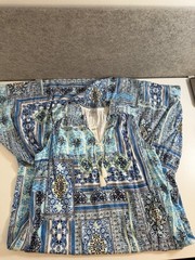 Chico’s 3 modern peasant tile dress maxi lined bodice Blue Size XL NWT Beach