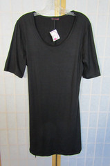 NWT Shiela Rose Black Solid Short Sleeve Poly/Spandex A-Line Dress Women&rsquo;s L