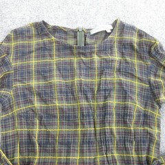 Gravel & Gold Dress Womens 2 Multicolor Plaid Cotton Maxi Long Sleeve Belted