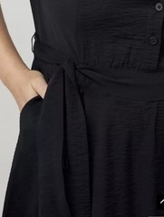 Torrid Black Solid Collared Sleeveless Shirt Midi Dress Button Tie Waist 1X