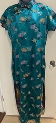 Cathaya Silk Green Japanese Kimono Cheongsam Long Dress Size Small