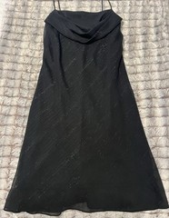 Jump Black Cowl Neck Spaghetti Strap Chiffon Knee-Length Slip Dress 7/8