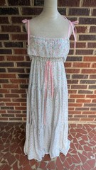 Handmade Floral Maxi Dress-Cottagecore-Ribbon Straps-Ruffle Sundress -One Size