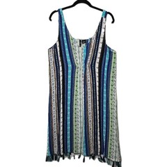 New Directions Rayon Gauzy Summer Dress Size XL Tasseled Hem