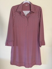 Ellie Kai Pink & Navy Geometric Shift Dress Custom Collared Size 10 Preppy