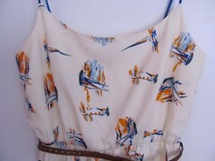 Antonio Melani Beige Blue Orange Sailboat Sun Dress Size 10