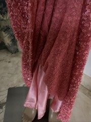 Scala Rose Silk Sexy Sequence Open Back Halter Neck Formal Evening Gown SZ L