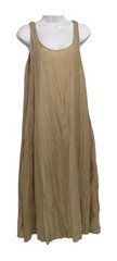 Miss Sparrow Beige Crinkle Pullover Dress 80% Viscose 20% Linen Size M UK 12-14