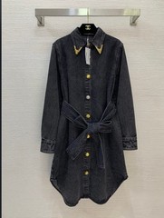 Schiaparelli Cowboy Denim Dress. Long Sleeve Dress.