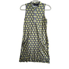 Tango Mango Yellow Geometric Circle Print Sleeveless Ruffle Hem Dress Small