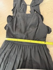 Ulla Johnson Black Solid Square Neck Ruffle Strap Sleeveless Midi Dress 6