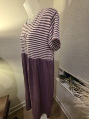 VTG Empire Maxi Purple/White Stripe Top, Solid Bottom M Cottage Grannycore