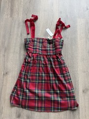 Francesca&rsquo;s Collections Red Plaid Tie-Shoulder Mini Dress NWT size S