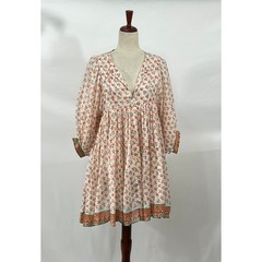 DAUGHTERS OF INDIA Sz S Small Mini Kyra Dress Coral Floral Print