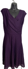 Black Label by Evan Picone Women&rsquo;s 16 Plum Purple Eyelet Dress