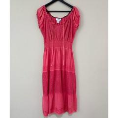 OSO Casuals Size Small Coral Stretch Summer Dress