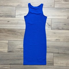 ABSOLUTELY LOVE IT Small Cutout Fitted Dress Royal Blue Textured Stretchy