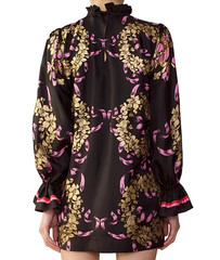 Cynthia Rowley Black Marseille Floral 100% Silk Shift Mini Dress Size 2 NWT