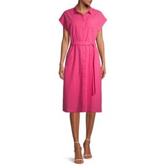 Time and Tru Belted Button down Lace Denim Sun summer beach casual picnic Dress