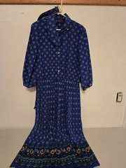 Breli Originals Women’s S Blue Geometric Maxi Shirt Dress Long Sleeve Button