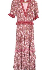 Avara Pink Ruffle Maxi Dress Womens Small Cottagecore Romantic Hyper Feminine