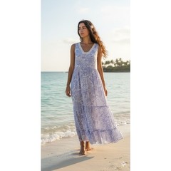 Free People S Lavender Floral Maxi Dress – Lace Trim Boho Tiered Beachy Coastal