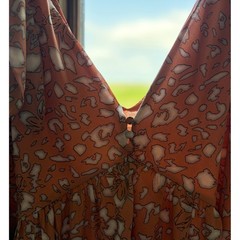 Boho Floral Leopard Print Handkerchief Hem Tie Strap Midi Dress Terracotta S