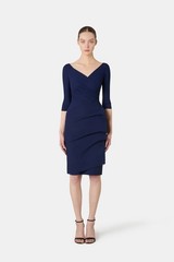 CHIARA BONI LA PETITE ROBE Florien Faux-Wrap Dress Blue IT Size 52 US 16