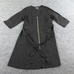 Lesley Evers Dress Womens 2X Black Millicent A-Line Midi Zip Pockets 3/4 NWT