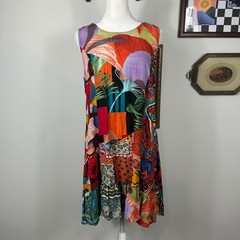 Sacred Threads Patchwork Mini Dress – SIZE S/M Boho Colorful Summer Vacation
