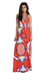Karina Grimaldi Revolve Medium Maxi Wrap Dress Red White Blue Coral Moon