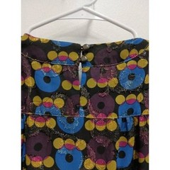 Anna Sui Shift Dress Womens Small Multicolor Mod Floral Metallic Sleeveless Mini