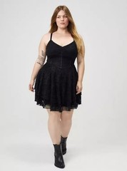 NWT Torrid Lace Corset Tiered Mini Dress Black Plus Size 4