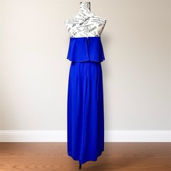 City Triangles Blue Maxi Dress Strapless Chiffon Ruffle Spring Wedding Guest