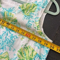 J. Jill 100% Linen Nautical Coastal Dress Sleeveless Lined White Blue Green sz S