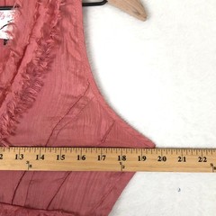 HOLLY IN HANOI Silk Sleeveless Raw Edge Pleated Midi Dress Sz S Pink Romantic