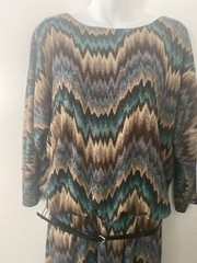 JBS Metallic Gold Multi Color Women Dress Kimono Sleeve w/belt WoW Elegant Party